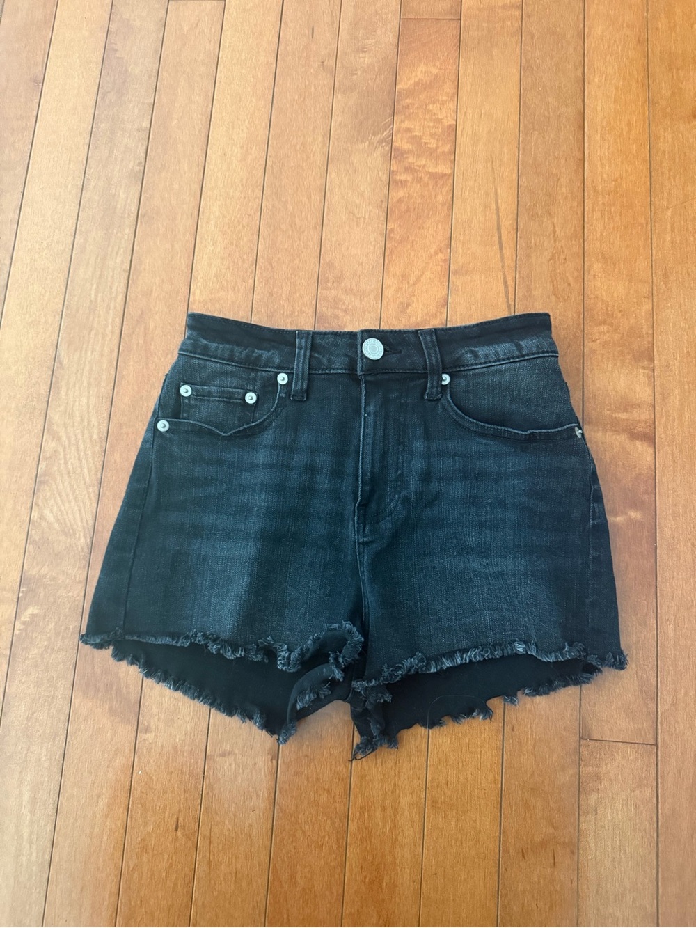 Forever 21 Black Frayed Hem Denim Shorts